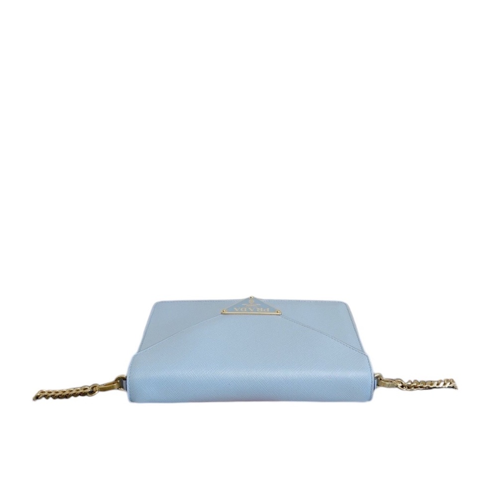 Authentic Prada Envelope Light Blue Saffiano Leat… - image 2
